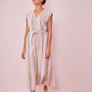 Des Petits Hauts Erico Striped Dress Large Coastal Quiet Luxury Relaxed